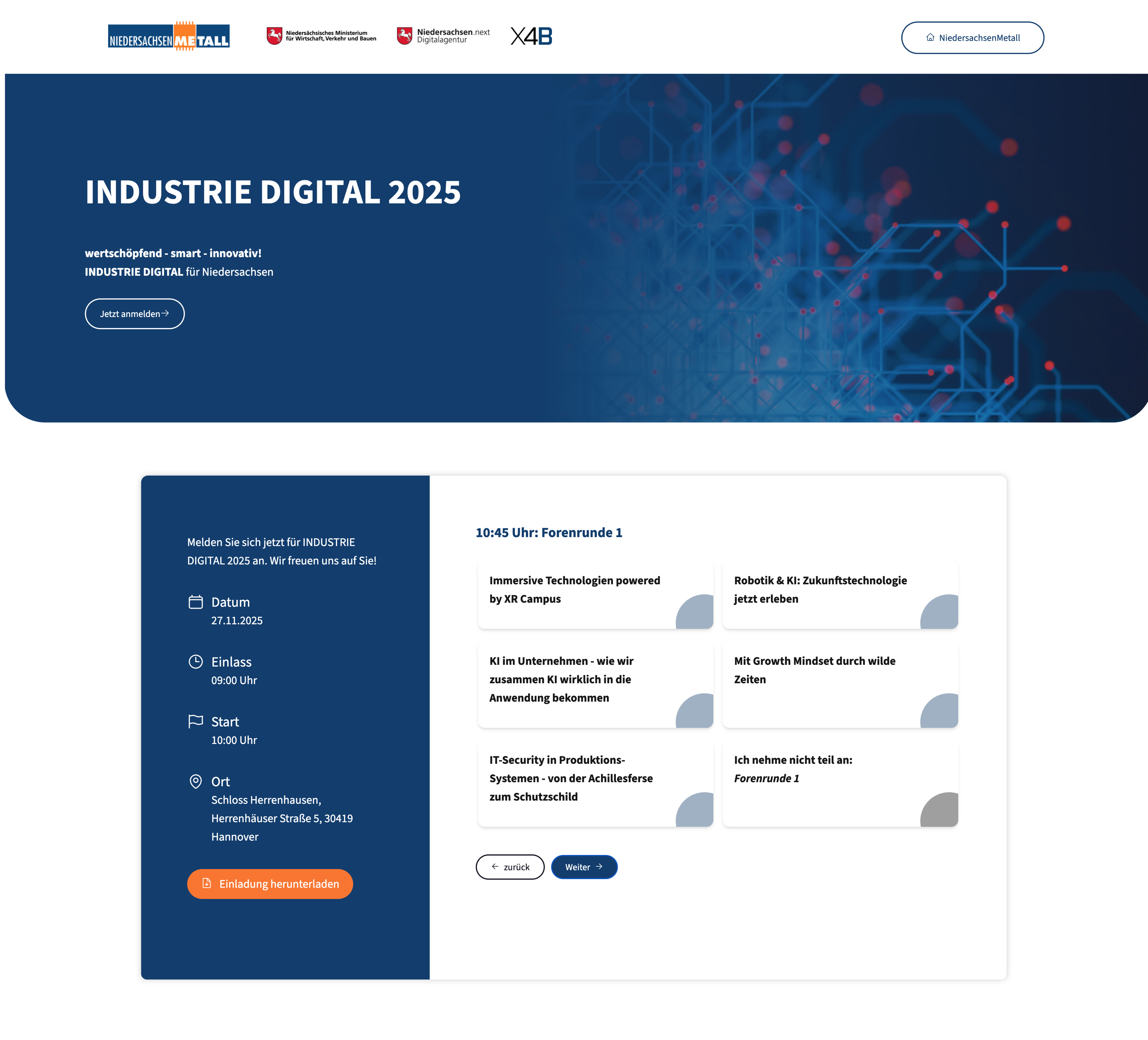 EVENT IMPACT Anmeldeseite